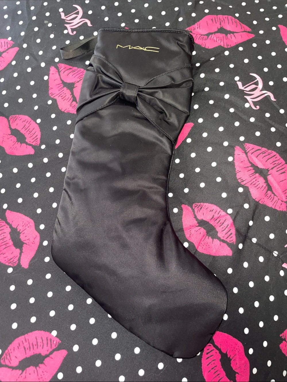 MAC Cosmetics Black Satin Holiday Stocking with Bow